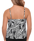 Swim Solutions V-Neck Tiered Tankini Swim Top Leafing Matter Black White 10
