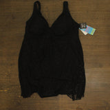 Swim Solutions Size Tummy Control Scallop Swimdress One Piece Swimsuit Black 16W