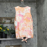 Style & Co. Womens Henley Tie Front Tank Top. Orange Multi M