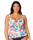 Anne Cole Paisley Twist Front Underwire Tankini Top Watercolor Paisley Multi 22W