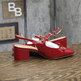A New Day Square Toe Mary Jane Slingback Block Heel Patent 94305222 Red 8.5M