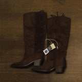 Universal Thread Fringe Western Boots Faux Suede Mid Calf Chocolate Brown 7M