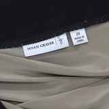 Susan Graver Womens Plus Size Colorblock Knit Blouse Shirt Top Tan / Black 2X