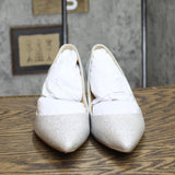 Jewel Badgley Mischka Royalty Pointed Toe Kitten Heels Shoes Silver Gray 7.5M