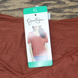 Jessica Simpson Womens V Neck Shirt Blouse Top 1393027 Rustic Rose Brown XL