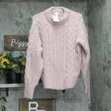 A New Day Womens Round Neck Cable Knit Pullover Sweater 94681582 Pink S