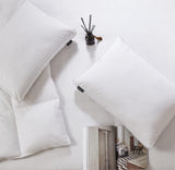 Feather Down Fiber 2" Gusset Support Set of 2 Pillows White Jumbo (18" x 26")