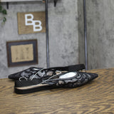 A New Day Womens London Lace Sling Back Bow Flats 94303527 Black 9M