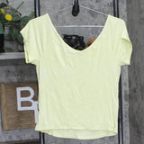 Wild Fable Womens Short Sleeve Double V-Neck Ribbed T Shirt Top Light Yellow L