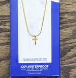 Hey Harper Waterproof Rope Chain Cross Faith Pendant Necklace Gold Yellow 18"