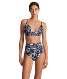 Lauren Ralph Lauren Allora Floral Triangle V-Neck Swim Top Blue Multi 16