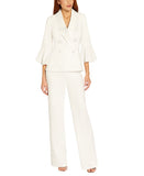 Adrianna Papell Bell-Sleeve Crepe Blazer Pullover Tuxedo Top White 8