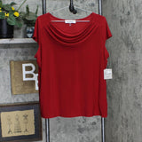 Kasper Womens Plus Size Stretch Knit Short-Sleeve Cowl-Neck Top 10739446
