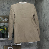 Tommy Hilfiger Open-Front Slim Fit Blazer Caribou Brown / Ivory Off White 6
