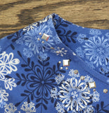 Alfred Dunner 3/4 Sleeve Embellished Neckline Snowflake Knit Top Blue Multi 1X