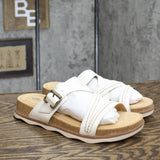 Clarks Women's Collection Brynn Hope Flat Sandals 26165168 White Leather 8.5M