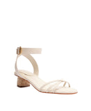 Schutz Womens Alexandra Mid Block Sandals Pearl Off White 10B