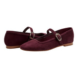 Marc Fisher Dress Flats with Square Toe and Ankle Strap Red Suede Purple 8M