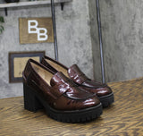 Sun + Stone Womens Presscott Loafer Pumps 10019660600 Wine Patent Red Black 6.5M