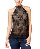 Material Girl Juniors Lined Lace Halter Top 2698408 Black S
