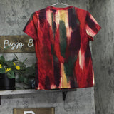 DKNY Abstract-Print Logo T-Shirt P5EHXWNA June Brush Stroke Red M