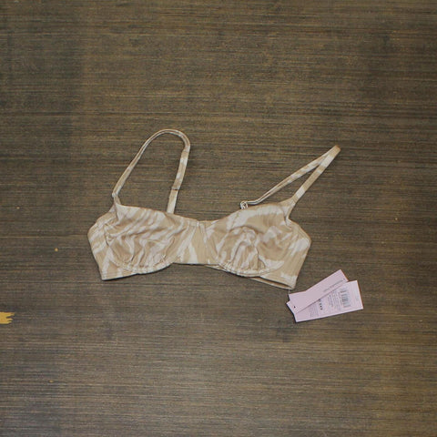 Wild Fable Ribbed Underwire Bralette Bikini Top Tan Animal Print Brown 2XS