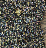 City Studio Boucle Sheath Pocketed V Neck Sleeveless Dress Black Multi 3/4