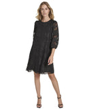 Calvin Klein Womens Chiffon 3/4-Sleeve Shift Dress CD4HGD2W Black 2