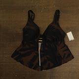 Bar III Breeze Fly Away Over-the-Shoulder Tankini Swim Top Java Brown / Black M