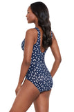 Miraclesuit Soft Cup Tummy Control One Piece Swimsuit Midnight Blue / White 8