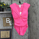 Bleu Rod Beattie Womens Cap Sleeve One-Piece Ring Swimsuit Rose Red Pink 8