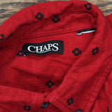 Chaps Mens Flannel Button Up Shirt Jacket Red / Black See Measurements