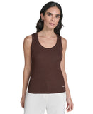 Calvin Klein Womens Scoop Neck Rib Knit Tank Top S55TK65A Toasted Sumac Brown XL