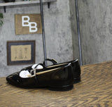 On 34th Womens Saadet Rhinestone-Buckle Mary Jane Flats Black Patent 7M