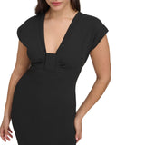 Siena Womens Scuba Stretch Short Sleeve Mini Dress SASP1233 Black 12