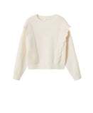 Mango Womens Wool Blend Peanut Ruffle Sweater 17017728-05 Beige Off White XL