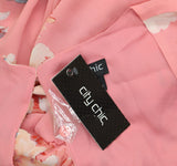 City Chic Trendy Plus Size Summer Floral V-Neck Belted Jumpsuit Pink Multi 20W