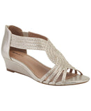 Style & Co. Womens Ginifur Embellished Strappy Wedge Sandals Platino Gold 7.5M