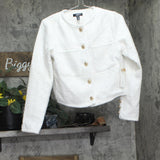 Aqua Womens 5-Button Crop Tweed Jacket OI5757BL White S
