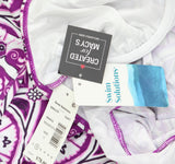 Swim Solutions Print Tiletale  V-Neck Tankini Swim Top Magenta Purple / White 10
