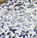 Preswick & Moore Crewneck Short Sleeve Knit T-Shirt Top White / Blue Multi 2X