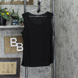 Nina Leonard Womens Stretch Sleeveless Knit Blouse Shirt Tank Top Black L