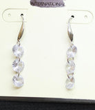 Dangly Drop Round Cut Crystal Shepherd Hook Earrings Silver Gray / Clear