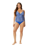 Anne Cole Womens Wrap Tie Tankini Top Swim Bikini 25MT26712 Denim Dot Blue XL
