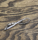 Interlocking Princess Cut Safety Clasp Bracelet Silver Gray / Clear 7"