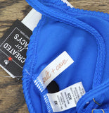 Salt + Cove Rib Scrunch Scoop-Neck Bralette Bikini Top Cosmic Cobalt Blue XS