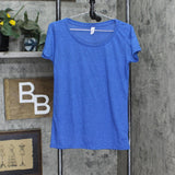 Tulex Womens Vintage Stretch Pre-Shrunk Round Neck T-Shirt Tee Blue M