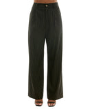 Alex & Sophia Womens Striped Wide-Leg Pleated Pinestripe Pants Black / Gold L