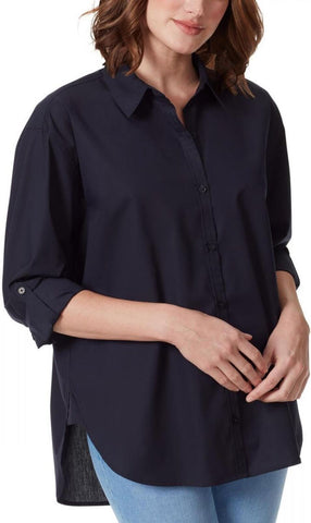 Gloria Vanderbilt Amanda Button-Front Shirt 30156537 Midnight Affair Blue XL