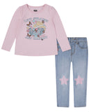 Levi's Little Girls Long Sleeve Shirt Top 31N489F Crystal Rose Pink 6